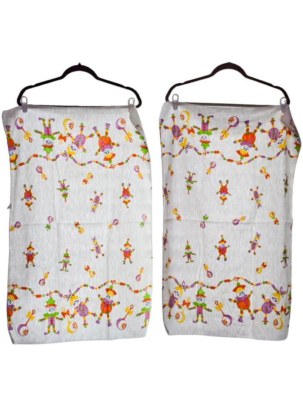 Vintage 1980's Comfort Flannel Receiving Blanket Set of 2 100% Cotton Clowns